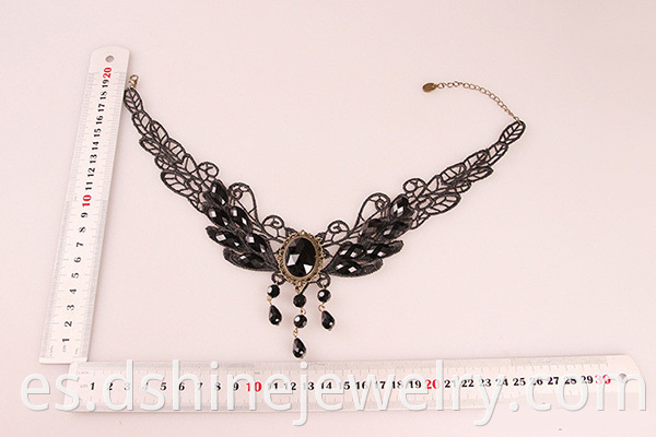 Black lace butterfly necklace